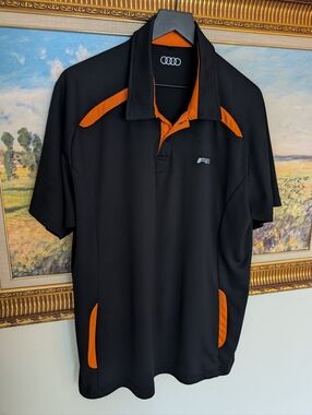 Audi R8 Owners Black and Orange Polo Shirt